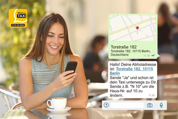 Bild: „WhatsApp Taxi“ von Taxi Deutschland: Taxibestellung jetzt einfacher als je zuvor