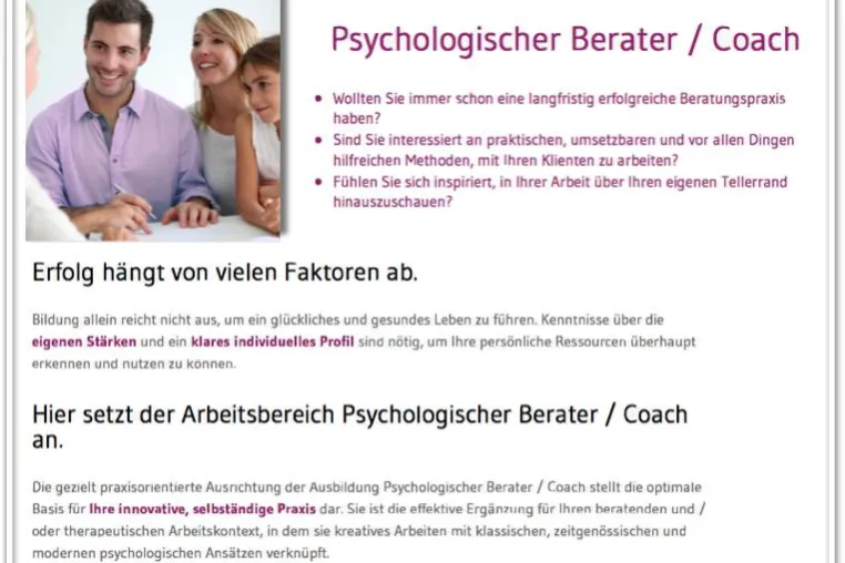 Bild: Erfolgreich Psychologischer Berater & Coach werden