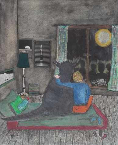 Tobias Schindegger liest aus seinem Kinder- / Jugendbuch „Bollock und die gräulichen Drei“ vor. Bild: Tobias Schindegger liest aus seinem Kinder- / Jugendbuch „Bollock und die gräulichen Drei“ vor.