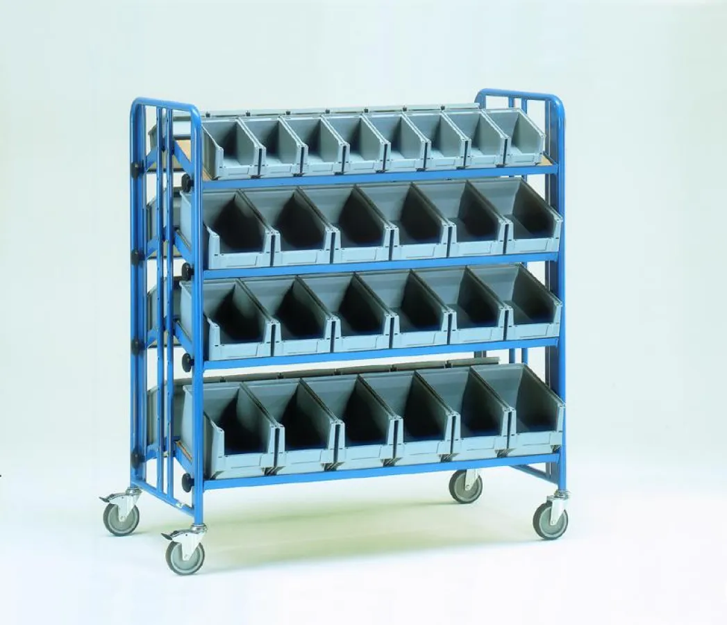 Der fetra-Montagewagen transportiert effizient Kleinteile für die Produktion