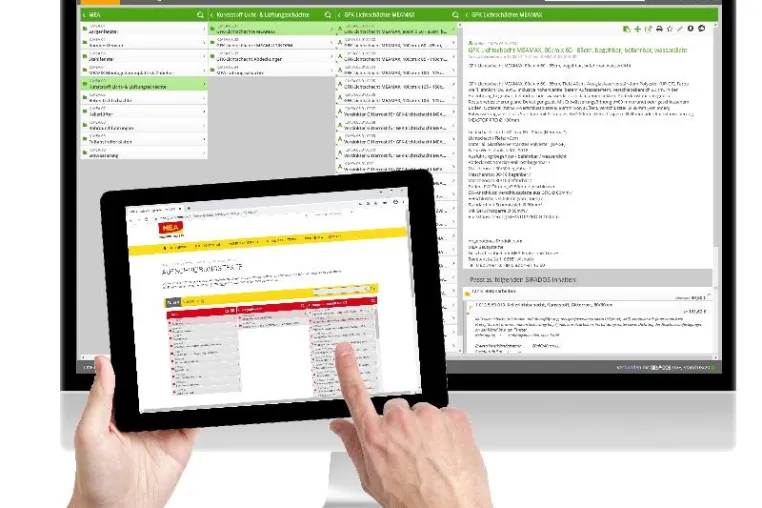 Bild: Verknüpfung des Produktkatalogs von MEA mit SIRADOS Ausschreibungstexten aus dem Hause WEKA MEDIA