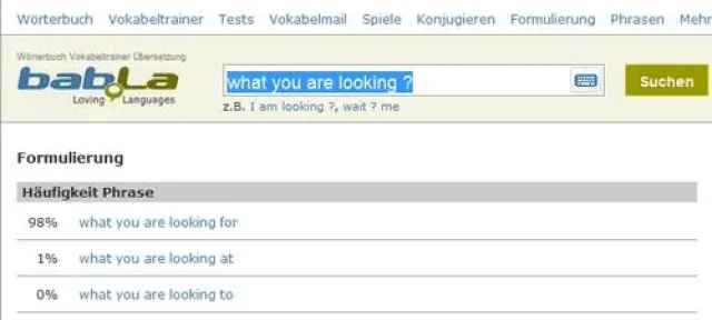 Bild: What you are looking for, at, or to? bab.la startet neue Formulierungshilfe