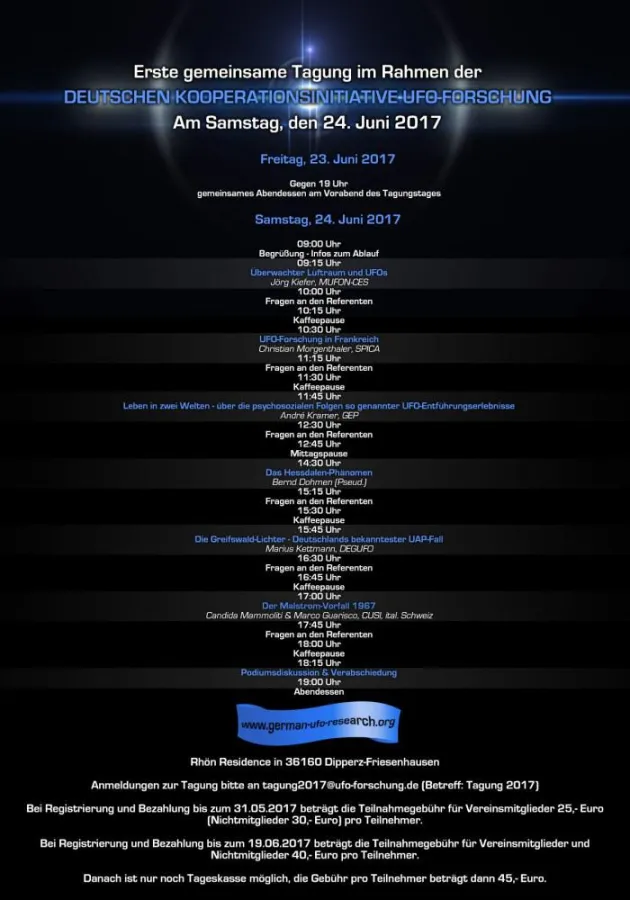 Programm Tagung der Deutschen Kooperationsinitiative UFO-Forschung