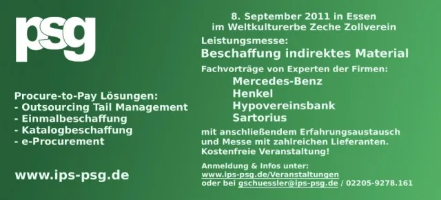 Bild: Vorträge zu Sonderbeschaffung, eProcurement & Outsourcing 8.9.2011