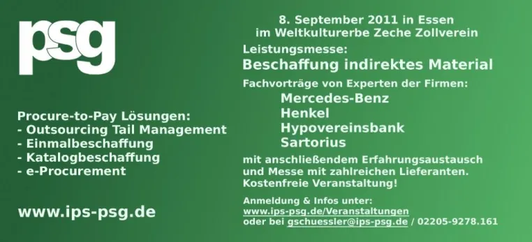 Bild: Vorträge zu Sonderbeschaffung, eProcurement & Outsourcing 8.9.2011