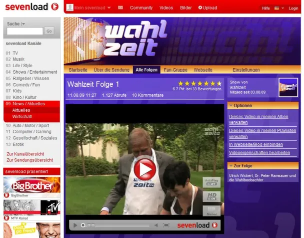 sevenload geht mit "Wahlzeit" in den Wahlkampf 2009 Bild: sevenload geht mit "Wahlzeit" in den Wahlkampf 2009
