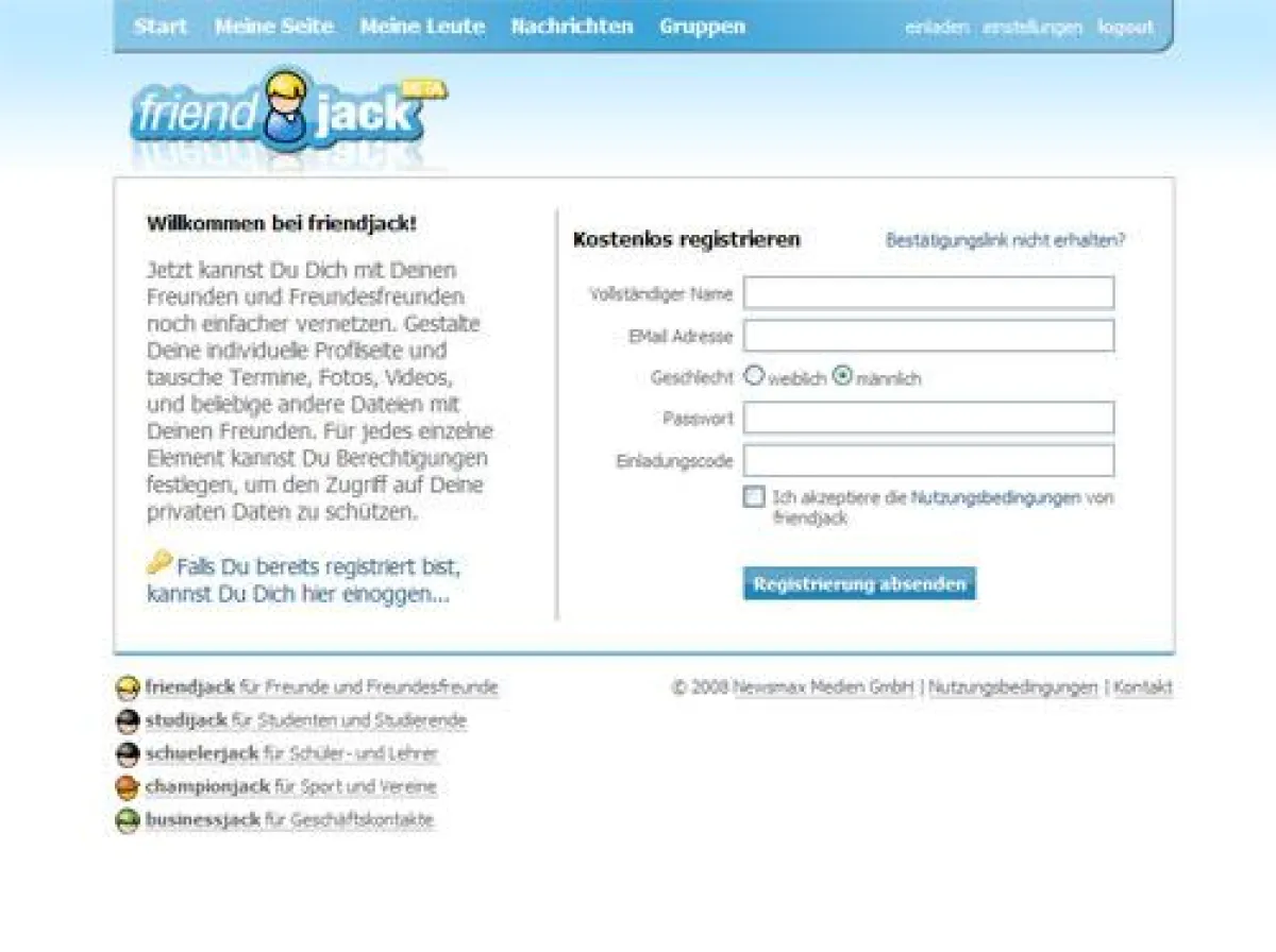 friendjack.de - Screenshot