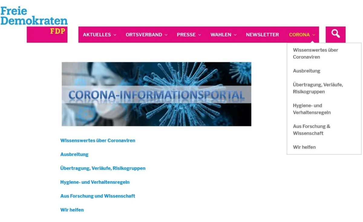 Corona-Informationsportal der FDP Haar bietet Informationen zur Pandemie kompakt auf einen „Klick“.