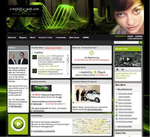 Bild: Deutschland Leitmarkt für Elektromobilität - emobility-web als Leitportal