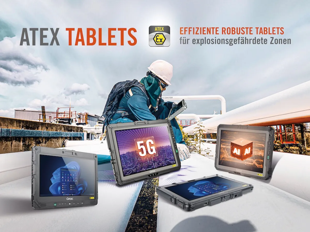 Das Getac UX10-EX: leistungsstark für hohe Sicherheitsstandards in potentiell gefährlicher Umgebung (© Getac)