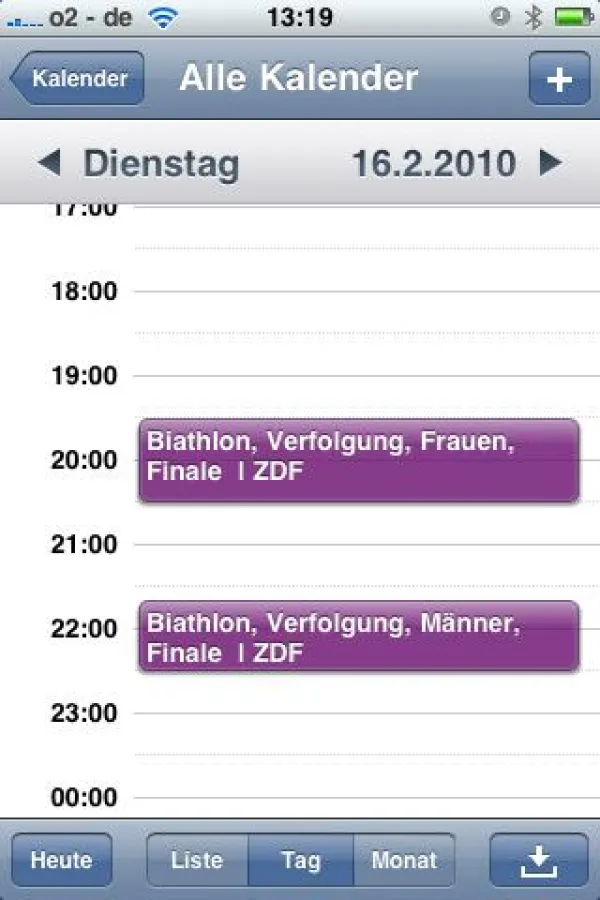 Übersichtlich: Wettkampftermine im iPhone