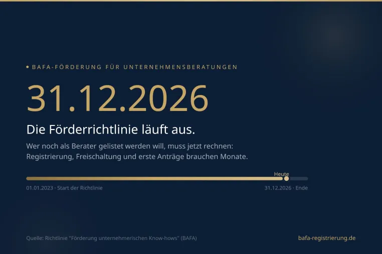 BAFA-Förderrichtlinie endet am 31.12.2026: Wer noch als Berater gelistet werden will, muss jetzt rechnen Bild: BAFA-Förderrichtlinie endet am 31.12.2026: Wer noch als Berater gelistet werden will, muss jetzt rechnen