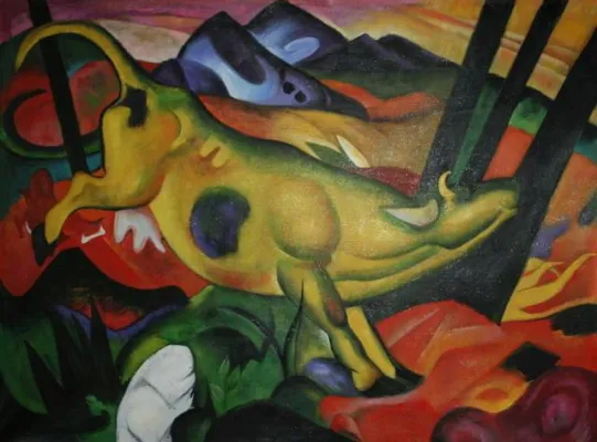 Bild: „Die gelbe Kuh“ von Franz Marc als Reproduktion