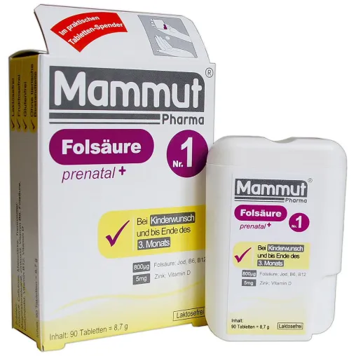Bild: Kinderwunsch: Schon vor der Schwangerschaft sind Folsäuretabletten wie die von Mammut Pharma wichtig