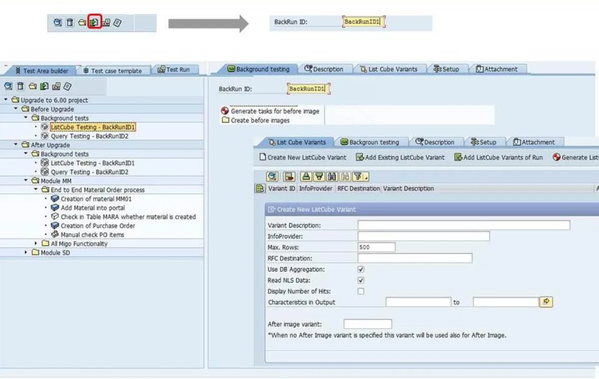 Erstellung des Testbereichs in DataVard KATE