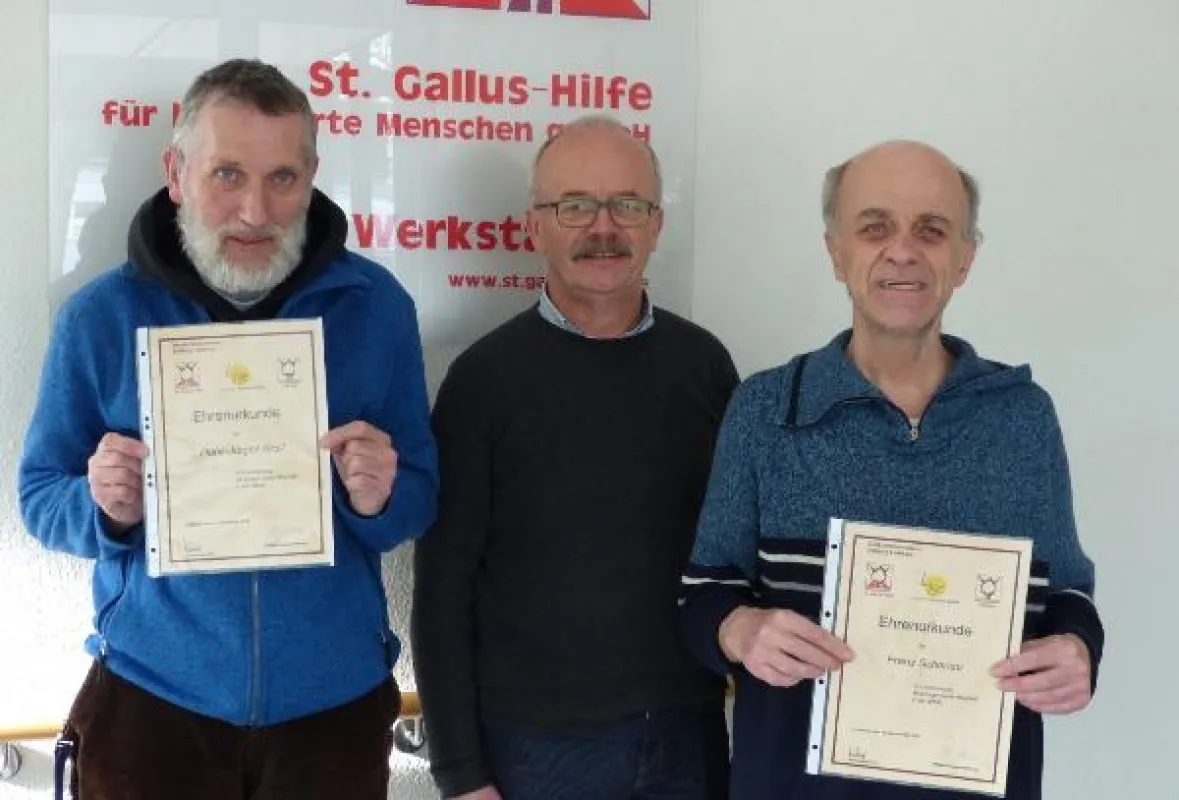 Seit 40 Jahren tätig für die Gallus-Werkstatt: Hans-Jürgen Kroll (links) und Franz Scheriau (rechts)