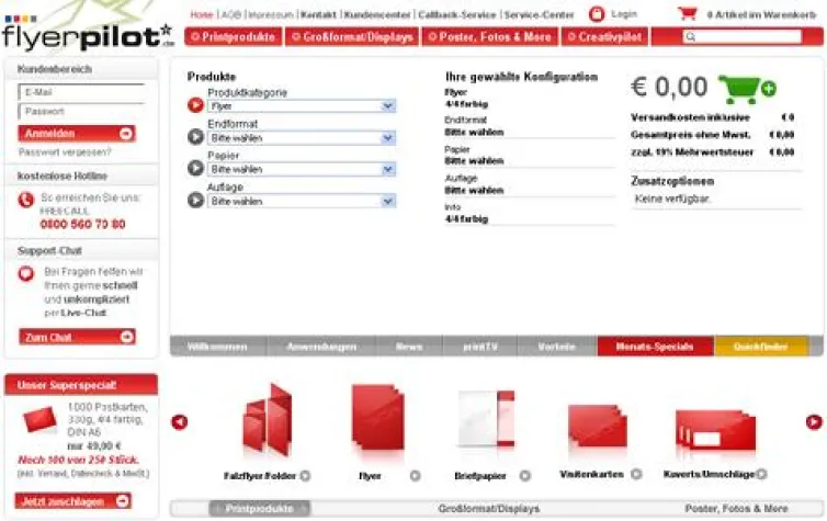 Bild: Direkt zum Druckpreis: Der Quickfinder von Flyerpilot