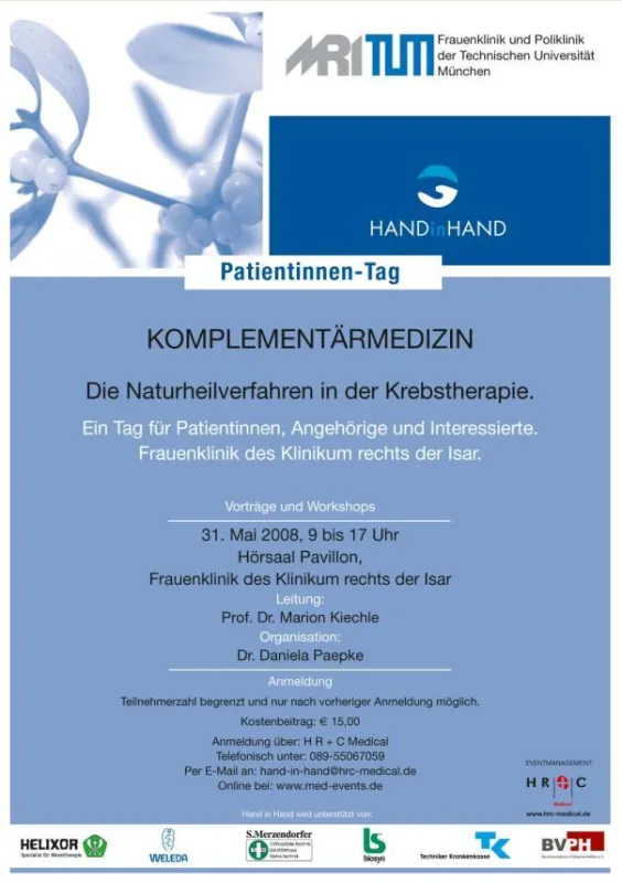 Komplementärmedizin: Patientinnentag in der Frauenklinik des Klinikum rechts der Isar, München: Veranstaltungsposter
