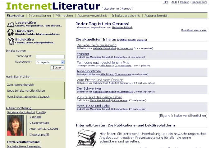 InternetLiteratur: Publikations- und Lektüreplattform geht online Bild: InternetLiteratur: Publikations- und Lektüreplattform geht online