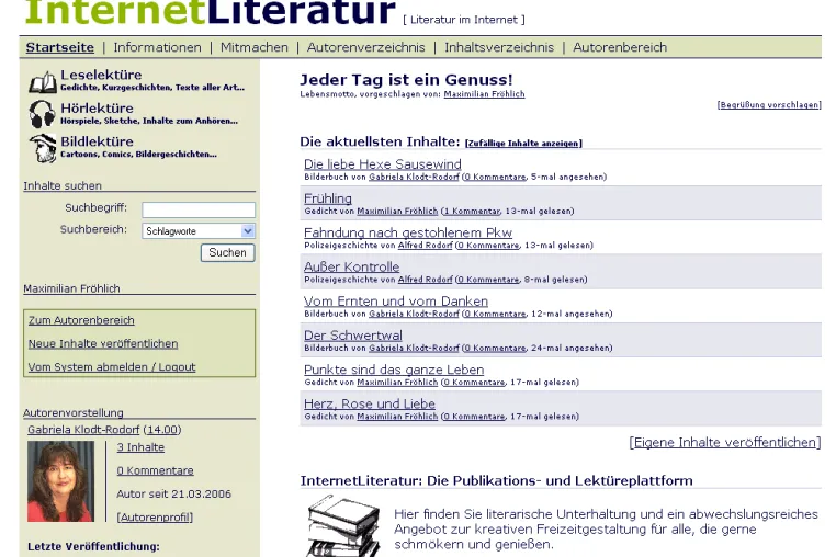 Bild: InternetLiteratur: Publikations- und Lektüreplattform geht online