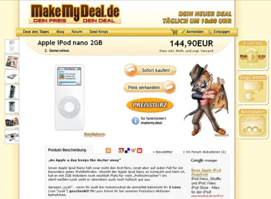 Preissturz bei Live-Shopping-Portal „makemydeal.de“ Bild: Preissturz bei Live-Shopping-Portal „makemydeal.de“