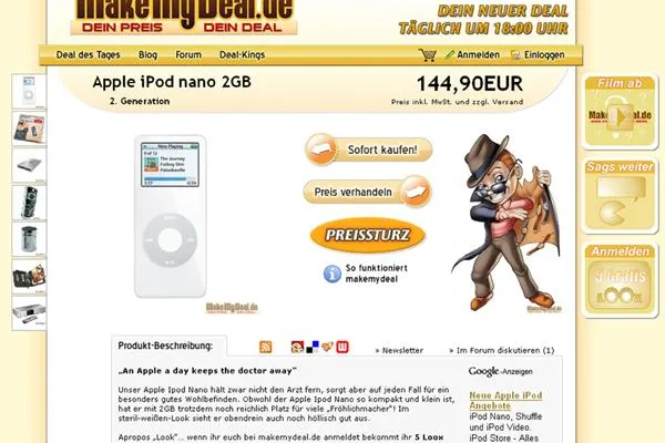 Preissturz bei Live-Shopping-Portal „makemydeal.de“ Bild: Preissturz bei Live-Shopping-Portal „makemydeal.de“