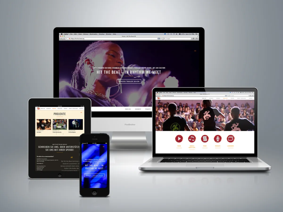 Verschiedene Seiten der Website von 