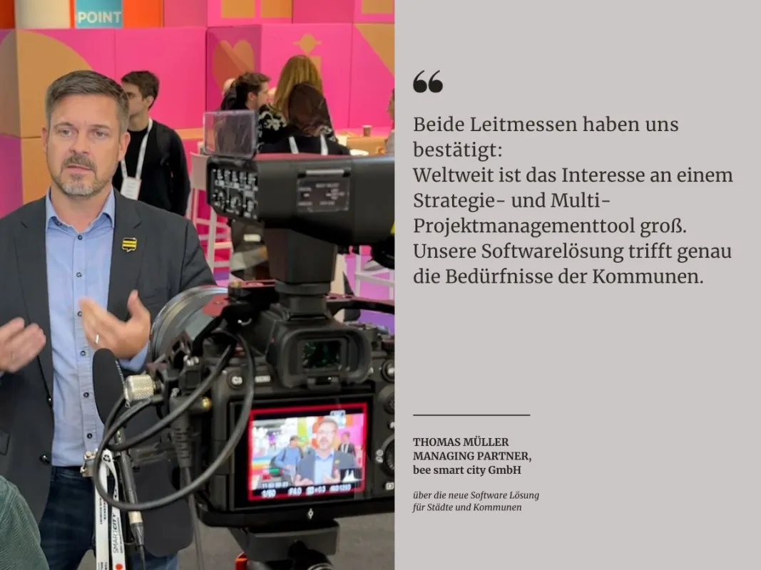 Statement Thomas Müller von bee smart city über den Erfolg der Smart City Toolbox auf den Leitmessen (© bee smart city)