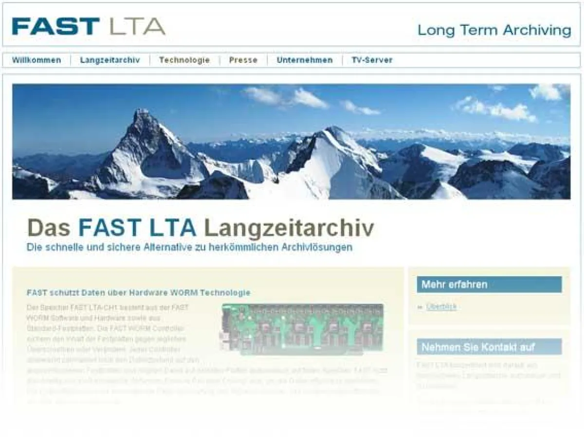 Internetauftritt der FAST LTA AG