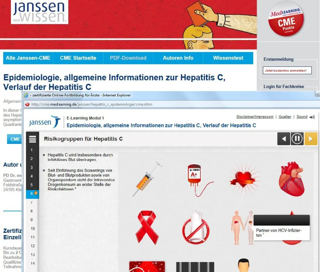 Online-Fortbildung Hepatitis C (Teil1) auf cme.medlearning.de