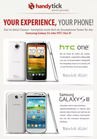 handytick.de startet Facebook-Kampagne „Your Experience, Your Phone” Bild: handytick.de startet Facebook-Kampagne „Your Experience, Your Phone”
