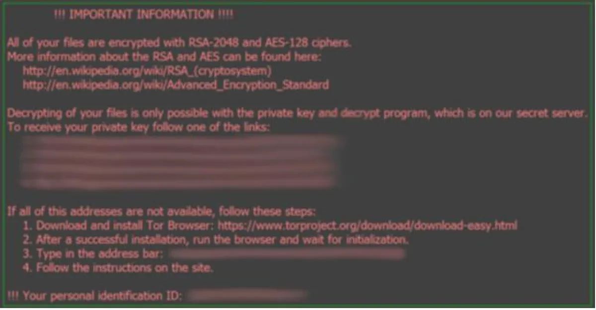 Desktopmeldung Zepto Ransomware