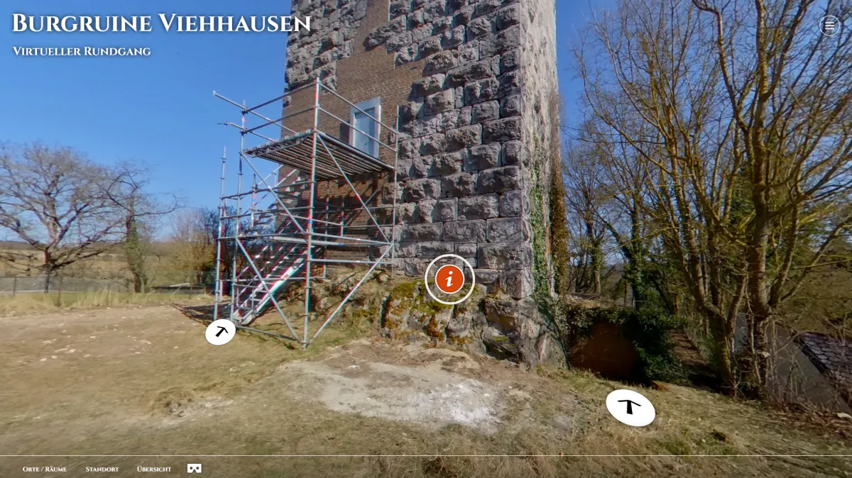 Screenshot: Beginn der 360-Grad Tour vor dem Burgtum (© RBM Dokumentationsdienst / Felix Bonn)