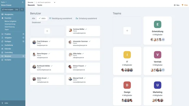 Bild: Projektmanagement-Software factro mit neuer Rechtevergabe für Gruppen