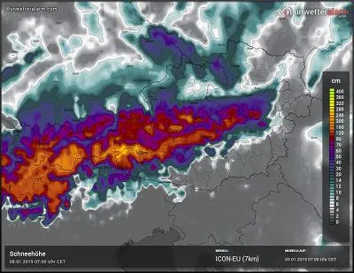 Am Wochenende unwetterartige Schneefälle an den Bayrischen Alpen und in Österreich Bild: Am Wochenende unwetterartige Schneefälle an den Bayrischen Alpen und in Österreich