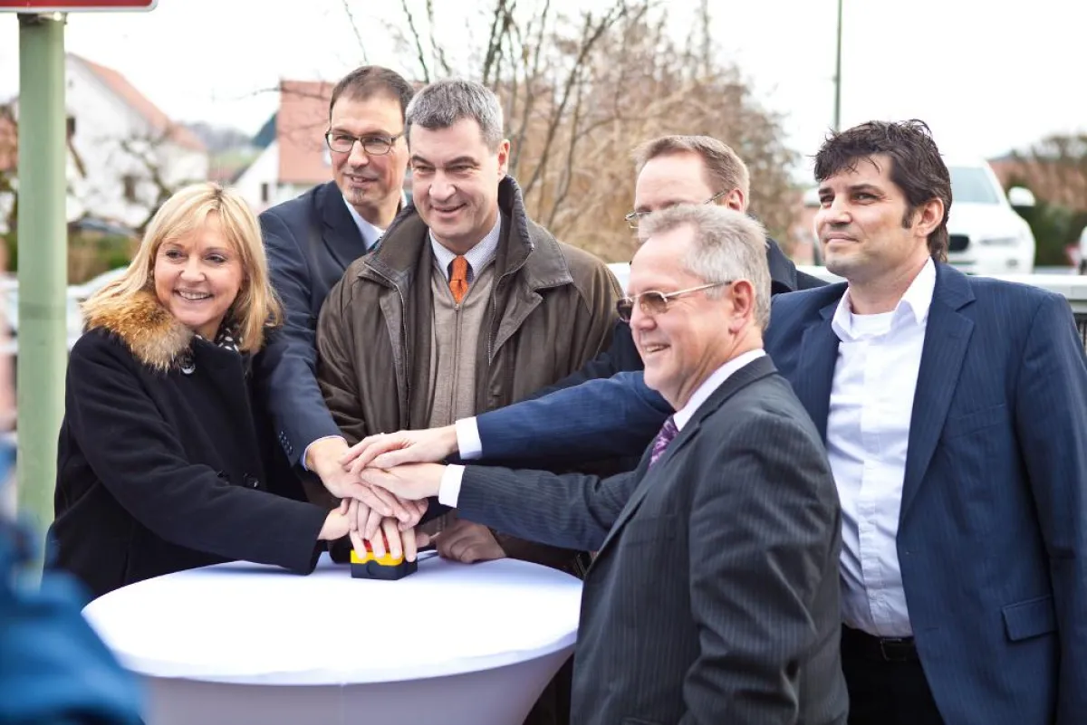 v.l: Beate Merk, Mathias Stölzle, Markus Söder, Thorsten Freudenberger, Herbert Pressl, Martin Naber