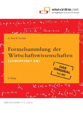 Bild: BWL-Formelsammlung zum WS 2011/12 neu aufgelegt