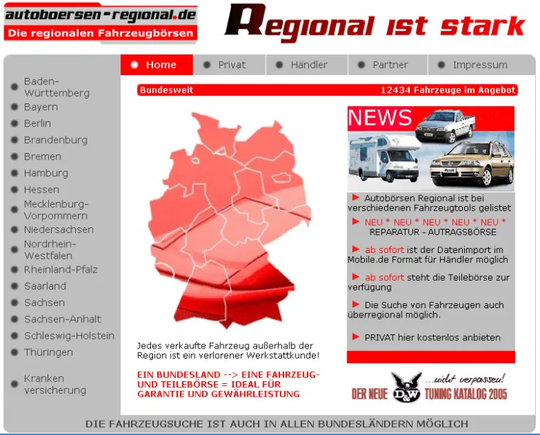 Bild: Spezielle Händlersuche und Schnellsuche für eigene Homepage