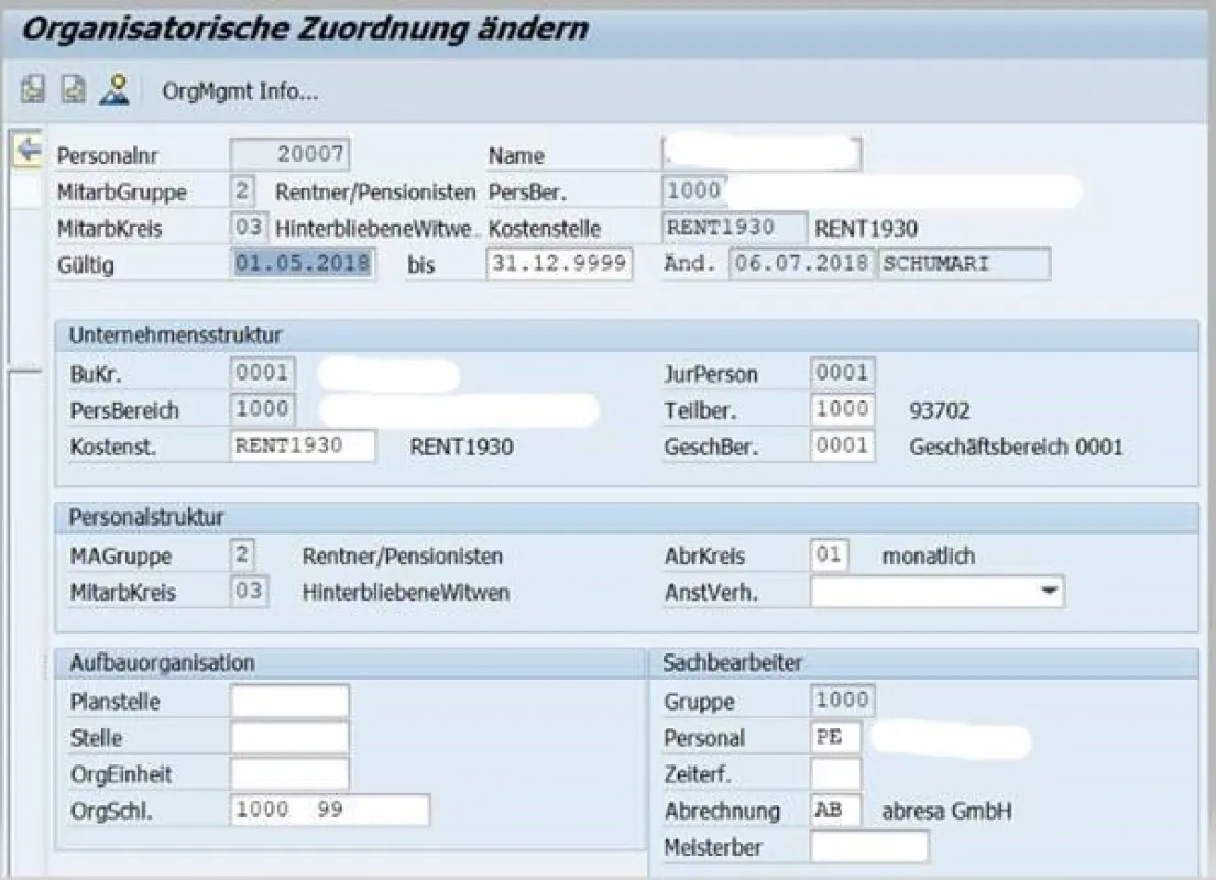 Übersicht der Rentenabrechnung