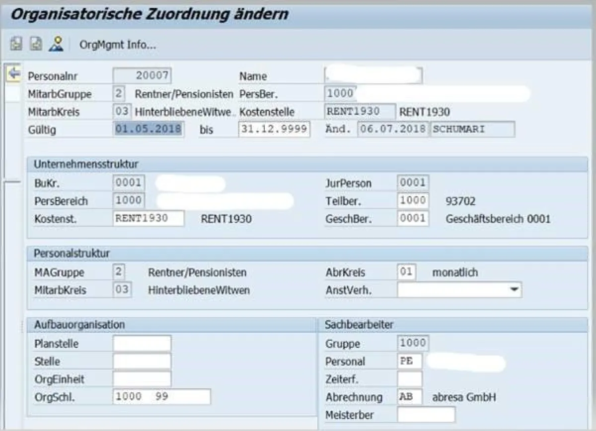 Übersicht der Rentenabrechnung