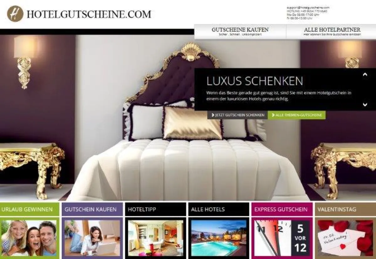 Homepage von Hotelgutscheine.com