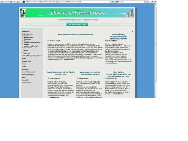 Bild: „Der neue Hippokrates“, die neue interaktive Internetzeitung