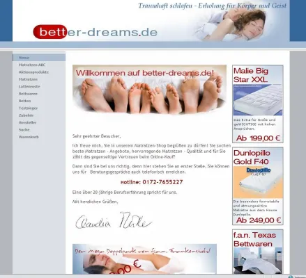 Bild: Better-dreams.de mit neuem Aussehen, erweiterten Funktionen und grösserem Angebot