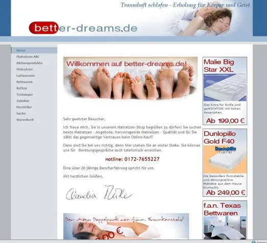 Better-dreams.de mit neuem Aussehen, erweiterten Funktionen und grösserem Angebot Bild: Better-dreams.de mit neuem Aussehen, erweiterten Funktionen und grösserem Angebot