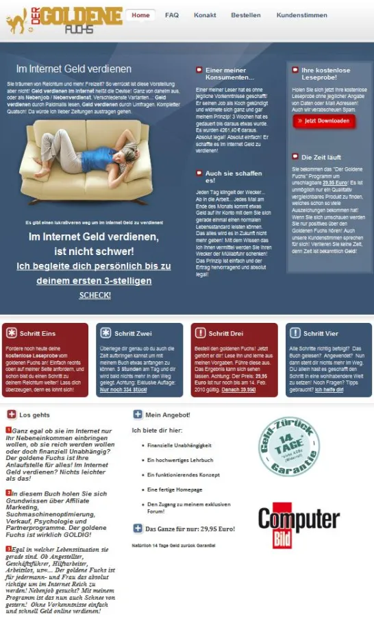 Website vom Goldenen Fuchs - Im Internet Geld verdienen