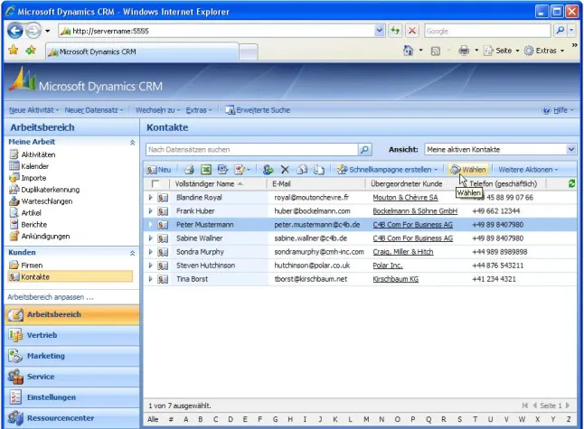 Bild: Telefonieren aus Microsoft Dynamics CRM und NAV