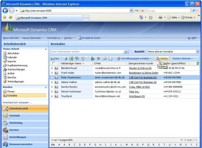 Bild: Telefonieren aus Microsoft Dynamics CRM und NAV