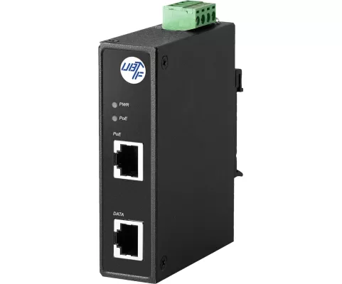 Bild: PoE Power over Gigabit Ethernet Injector (Midspan) für 12V DC bis 55V DC zur Montage im Schaltschrank