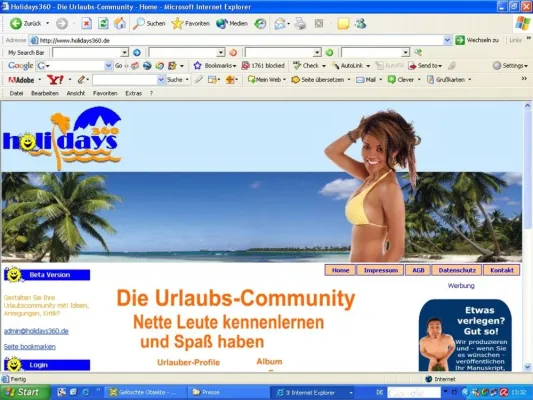 Bild: Internetdienst "Holidays360.de" – die Urlaubs-Community ist online