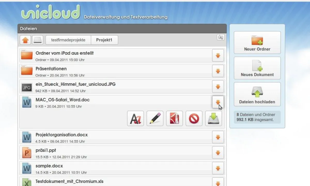 Screenshot des HTML5-Webclients